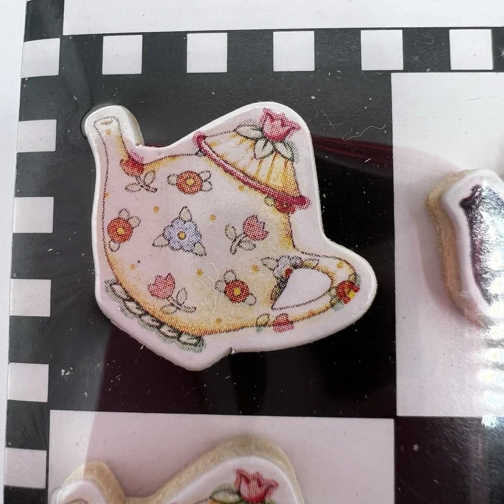 Vintage Mary Engelbreit Decorative Thumbtacks Teatime Tea Kettles Teapots Queen